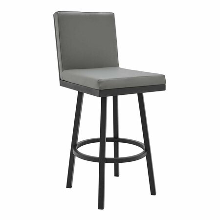 SEATSOLUTIONS Rochester Swivel Modern Metal & Grey Faux Leather Bar & Counter Stool SE3327424